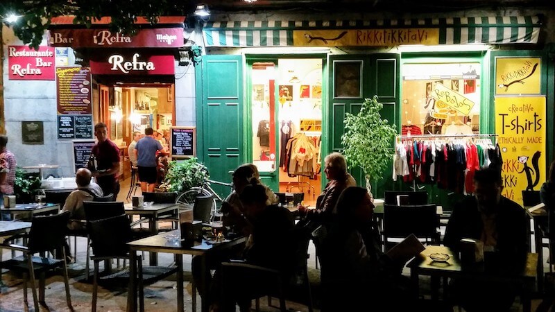 Madrid pub outside, image taken at night