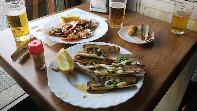 Various seashells served